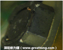 使用銀(Ag)鍍層的電源電感器(Power Inductors)，經(jīng)過推力測試后，零件端點(diǎn)上已經(jīng)看不到任何鍍層的痕跡了，所以其耐推力就比較小。