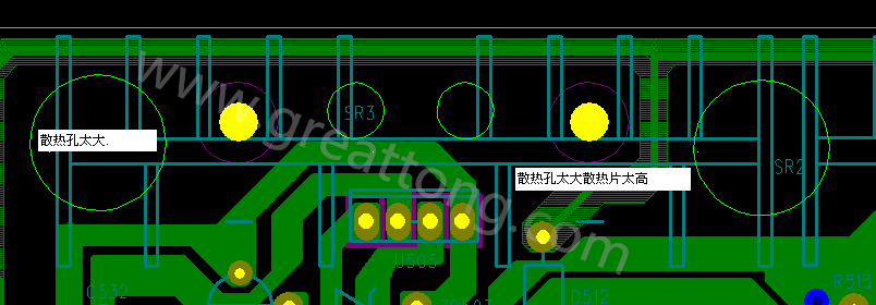 PCB設(shè)計(jì)中，散熱孔散熱片設(shè)計(jì)不當(dāng)，造成很多電源板斷裂