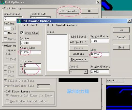 轉(zhuǎn)孔圖時也需在Customize Document欄點擊Option，在彈出的Plot Options-窗口中選擇Drill Symbols