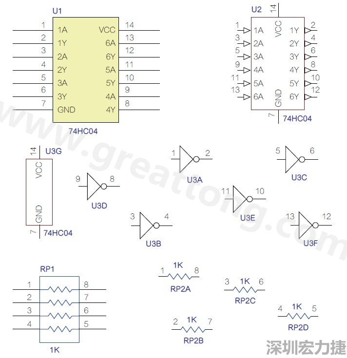 圖1 半導(dǎo)體元件供應(yīng)商所畫的電路圖符號是模擬元件的接腳圖，而非訊號流程。