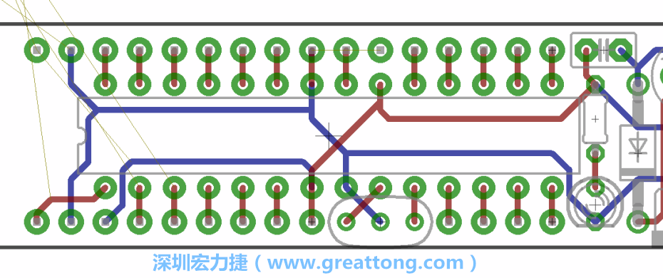 如果可以的話盡量讓接地線保持在電路板的背面，這樣它們就可以在可能范圍內(nèi)和最大的接地面連結(jié)在一起。