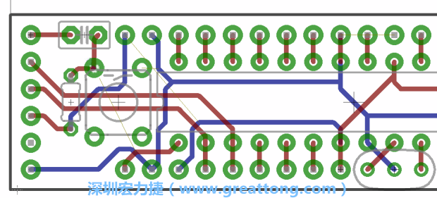 4.2. 然后在電路板的背面進(jìn)行布線。